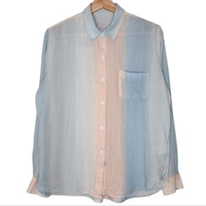 Rails Pastel Blue Pink Linen Blend Casual Button Down Shirt Sz M
